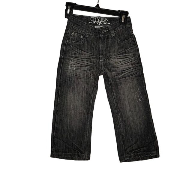 City Ink Toddler Girls Gray Embellished Jeans Size 3T With Pocket Details & Dist - Picture 4 of 5